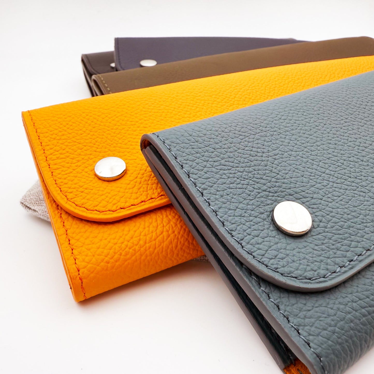Pochette souple 2 montres cuir grainé noir
