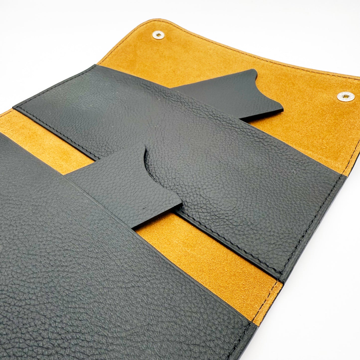 Pochette souple 2 montres cuir grainé noir