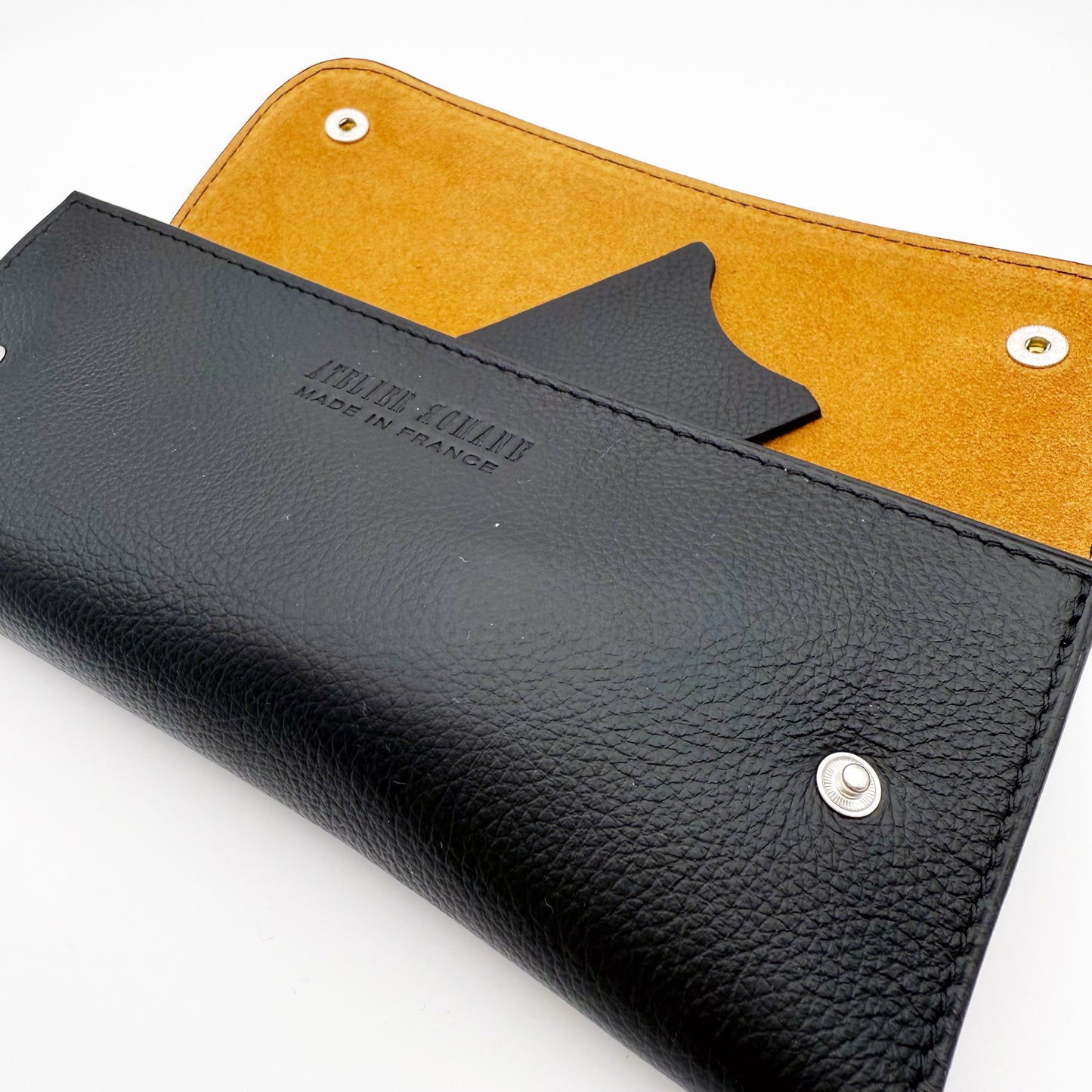 Pochette souple 2 montres cuir grainé noir