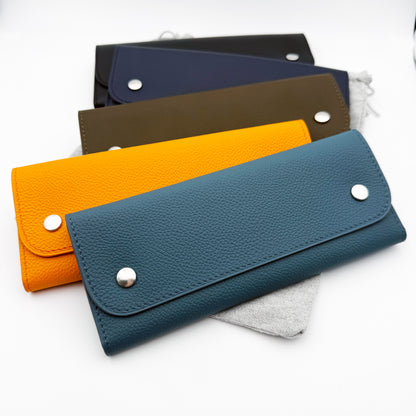 Pochette souple 2 montres cuir grainé noir