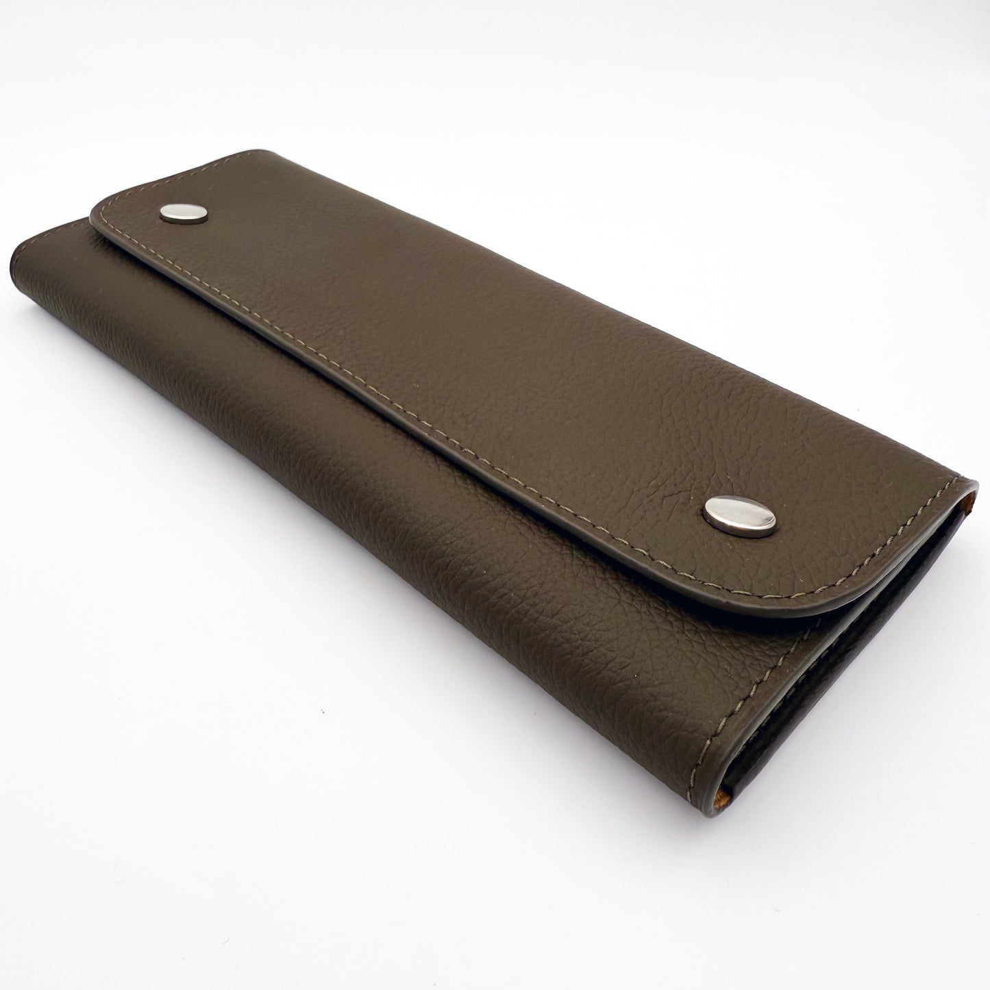 Pochette souple 2 montres cuir grainé kaki